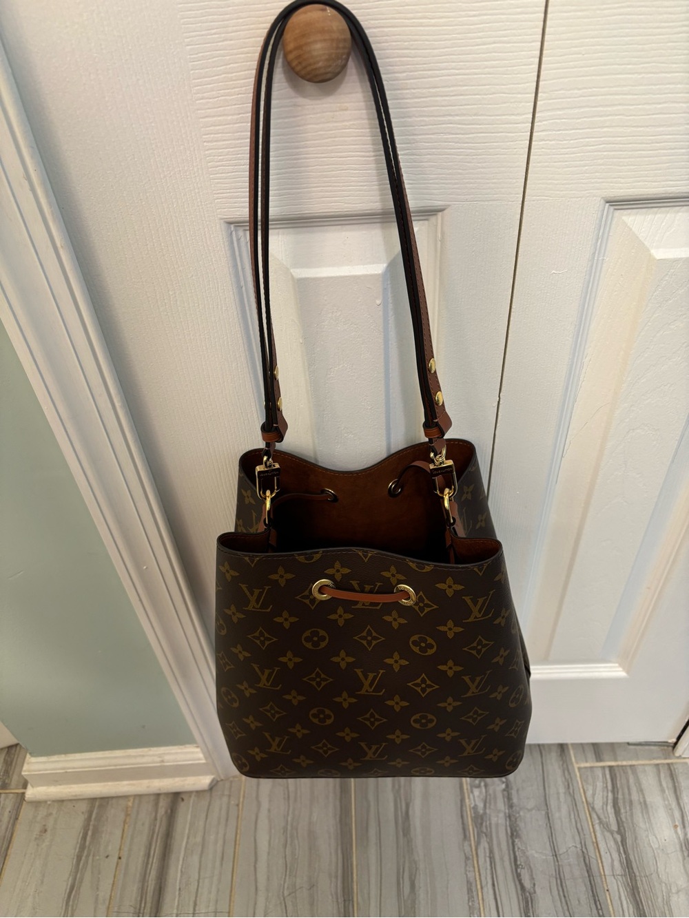 Louis Vuitton Brown Monogram Drawstring Shoulder Bag
